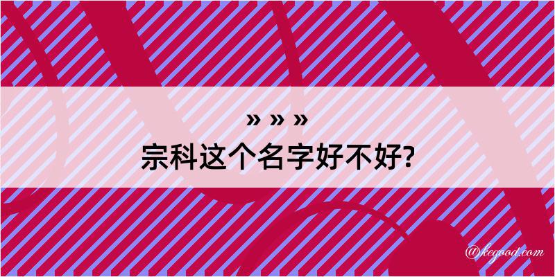 宗科这个名字好不好?