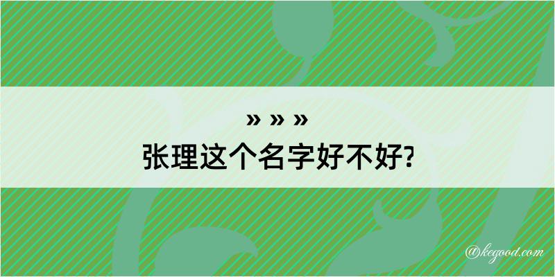 张理这个名字好不好?