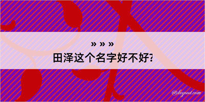 田泽这个名字好不好?