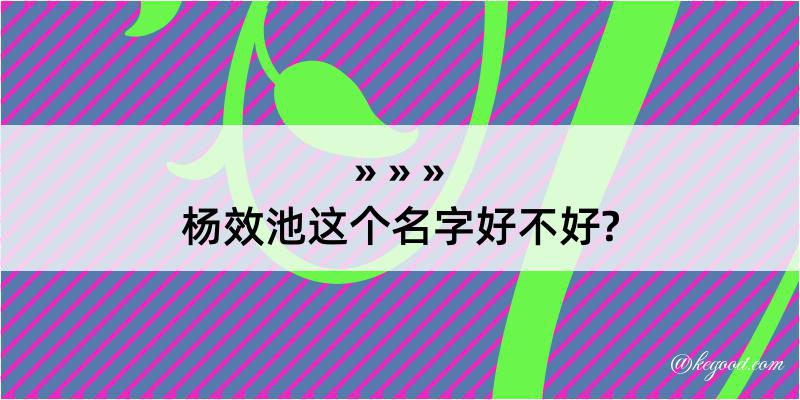 杨效池这个名字好不好?