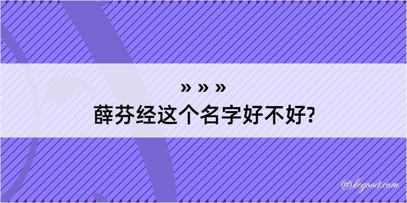 薛芬经这个名字好不好?