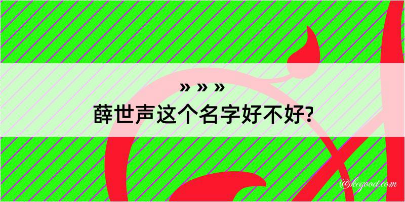 薛世声这个名字好不好?