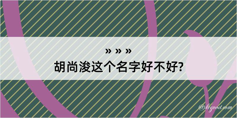 胡尚浚这个名字好不好?