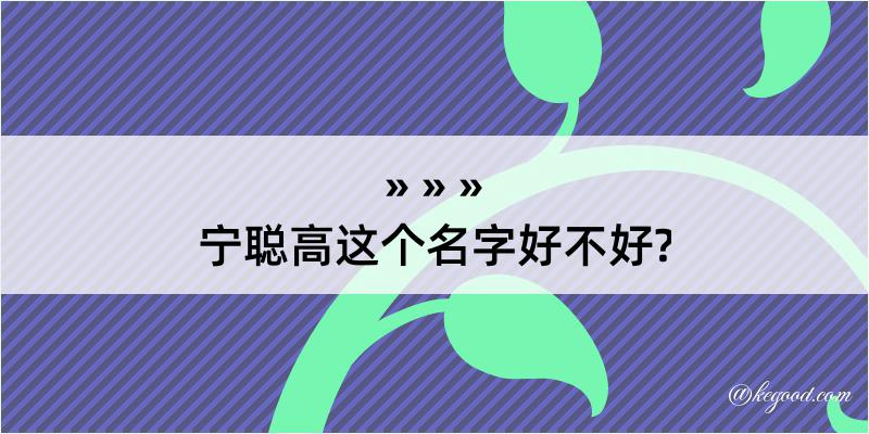 宁聪高这个名字好不好?