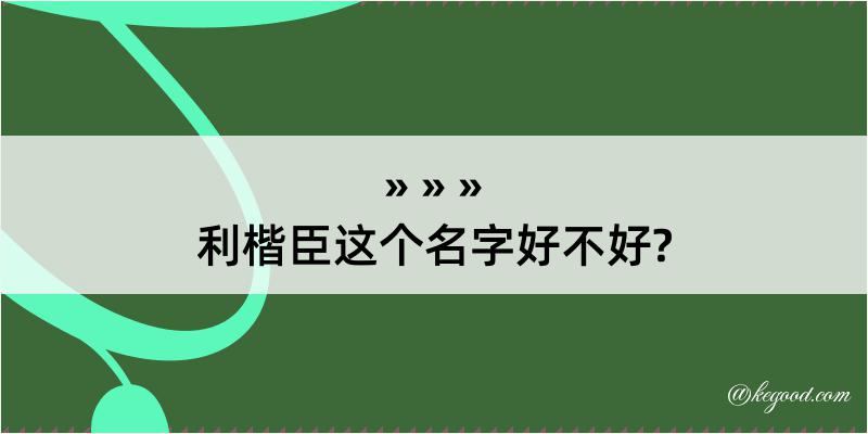 利楷臣这个名字好不好?