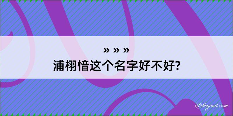 浦栩愔这个名字好不好?