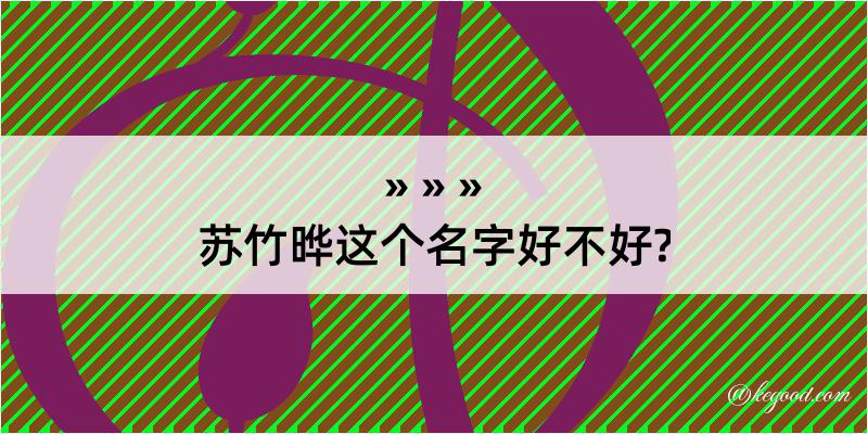 苏竹晔这个名字好不好?