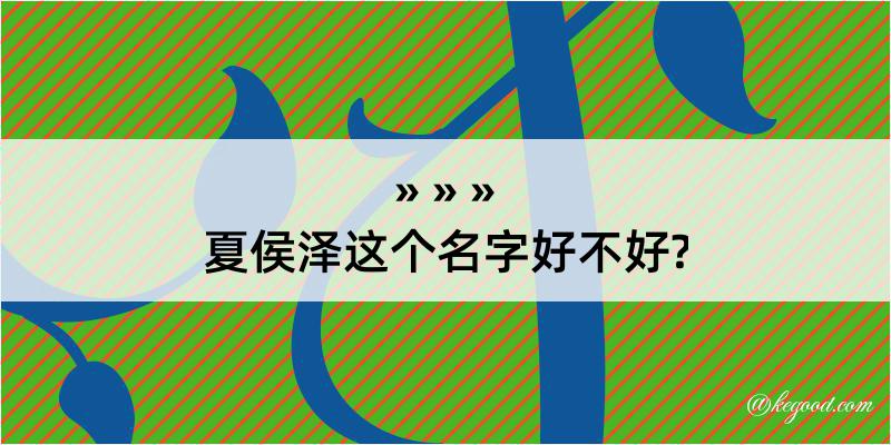 夏侯泽这个名字好不好?