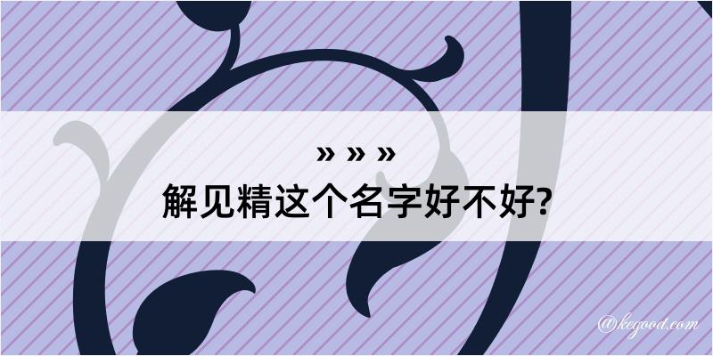 解见精这个名字好不好?