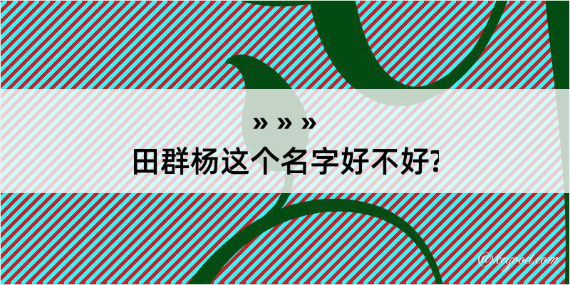 田群杨这个名字好不好?