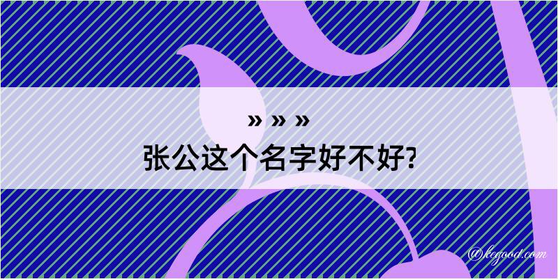 张公这个名字好不好?