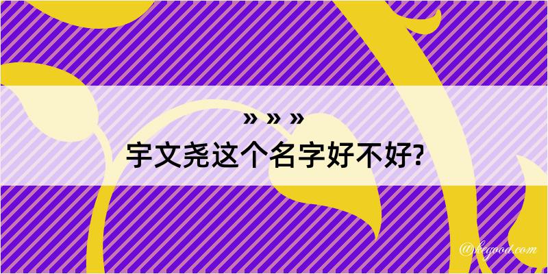 宇文尧这个名字好不好?