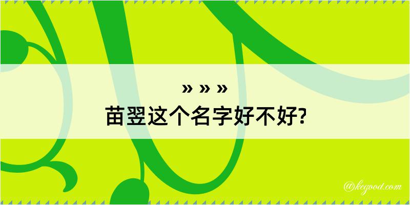 苗翌这个名字好不好?