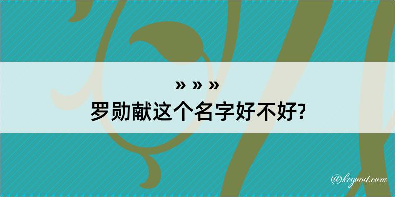 罗勋献这个名字好不好?