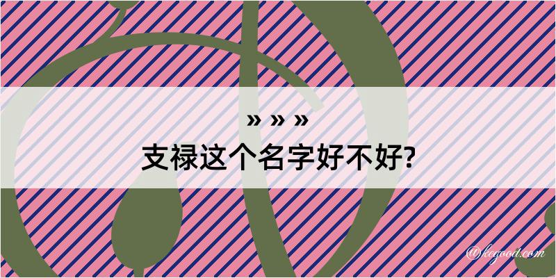 支禄这个名字好不好?