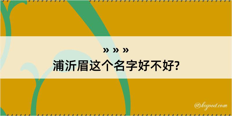 浦沂眉这个名字好不好?