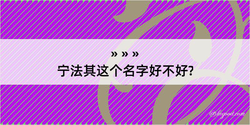 宁法其这个名字好不好?