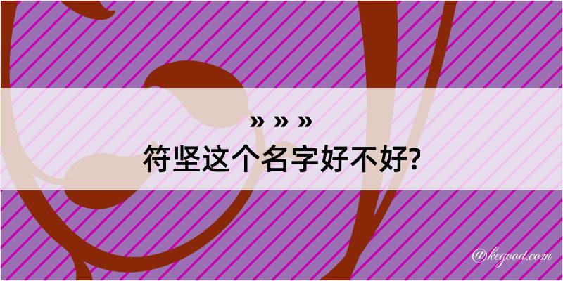 符坚这个名字好不好?