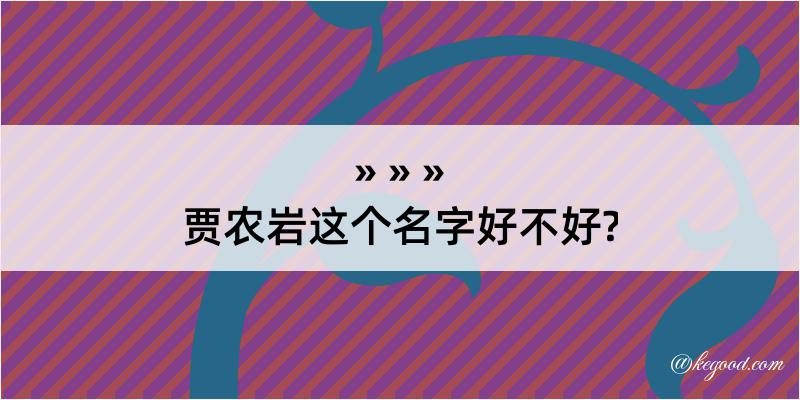 贾农岩这个名字好不好?