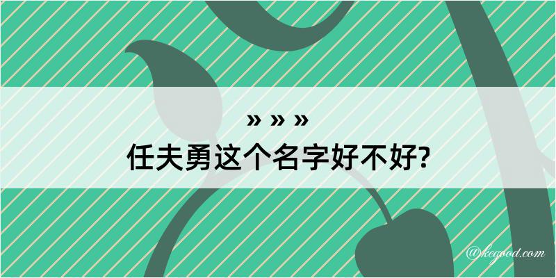 任夫勇这个名字好不好?