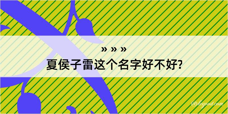 夏侯子雷这个名字好不好?