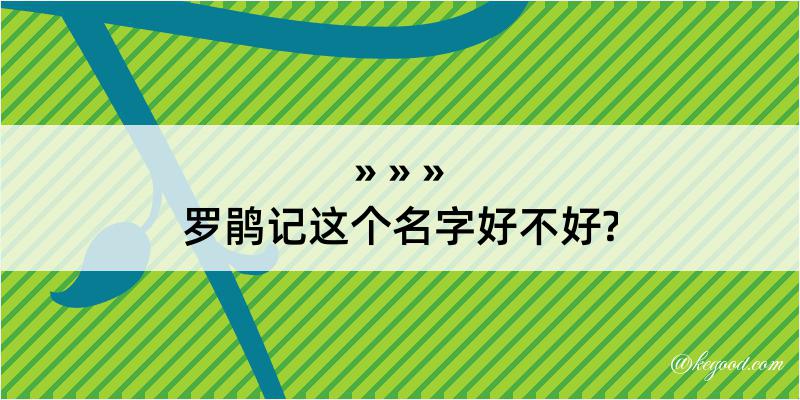 罗鹃记这个名字好不好?