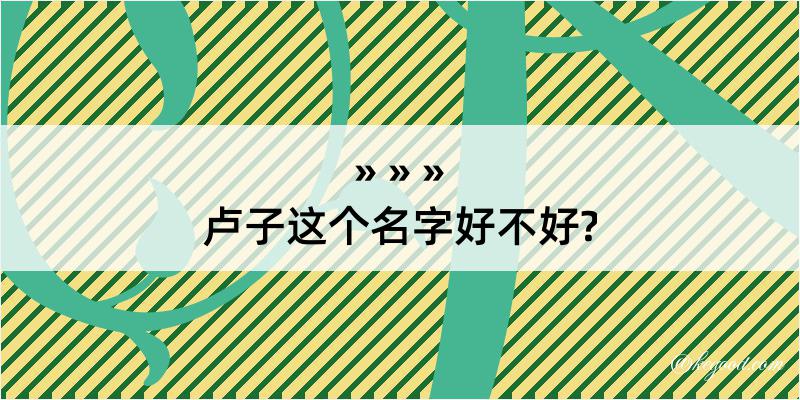 卢子这个名字好不好?