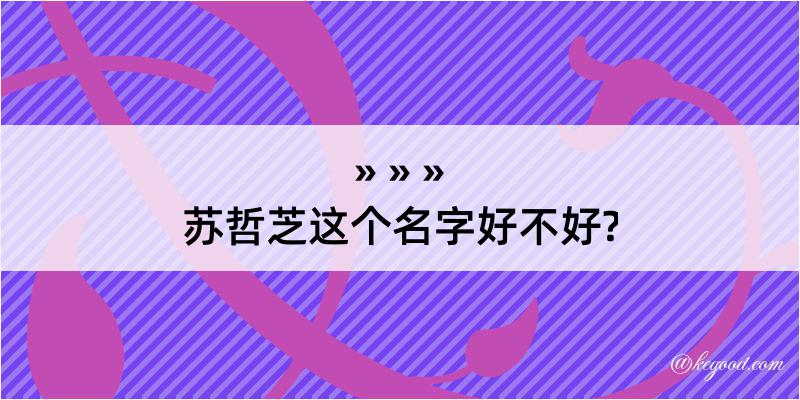 苏哲芝这个名字好不好?