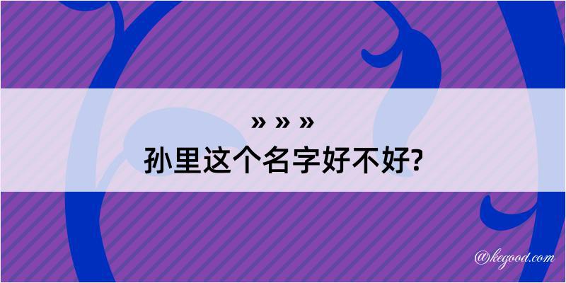 孙里这个名字好不好?