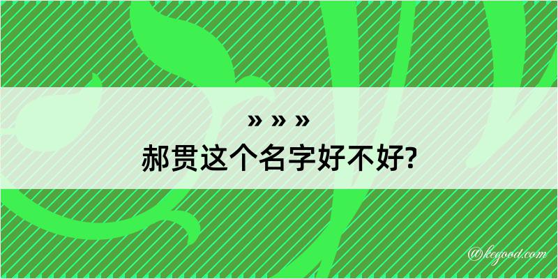 郝贯这个名字好不好?