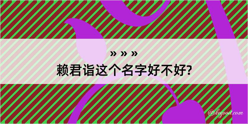 赖君诣这个名字好不好?