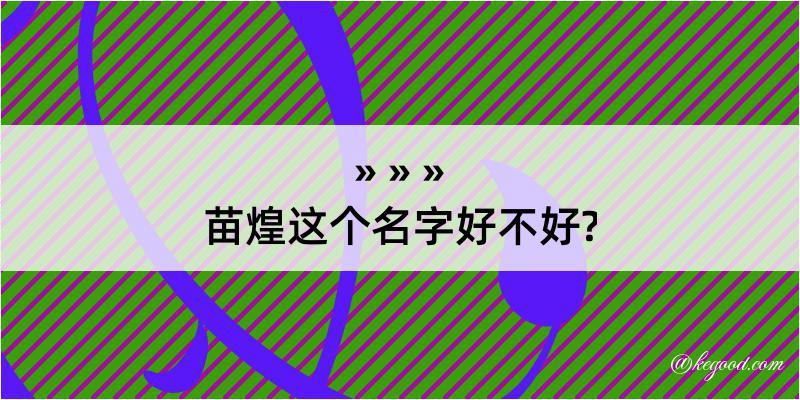 苗煌这个名字好不好?