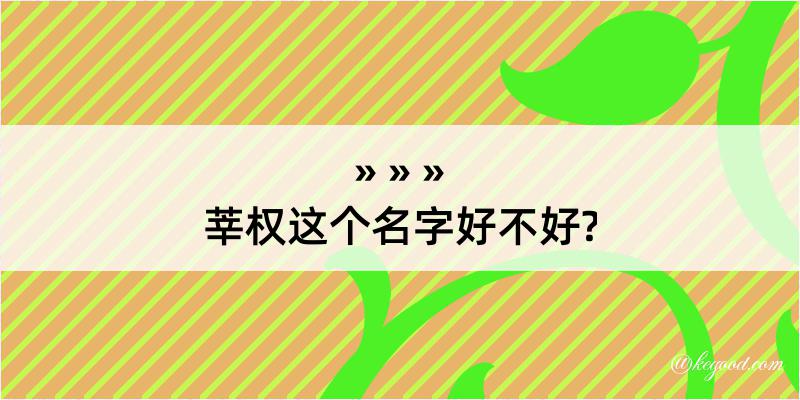 莘权这个名字好不好?