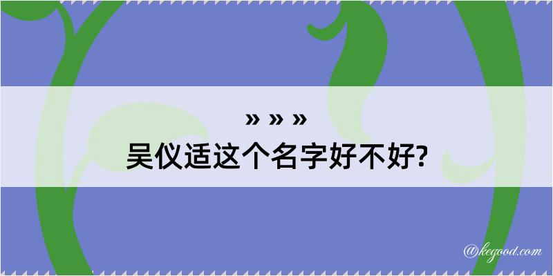 吴仪适这个名字好不好?