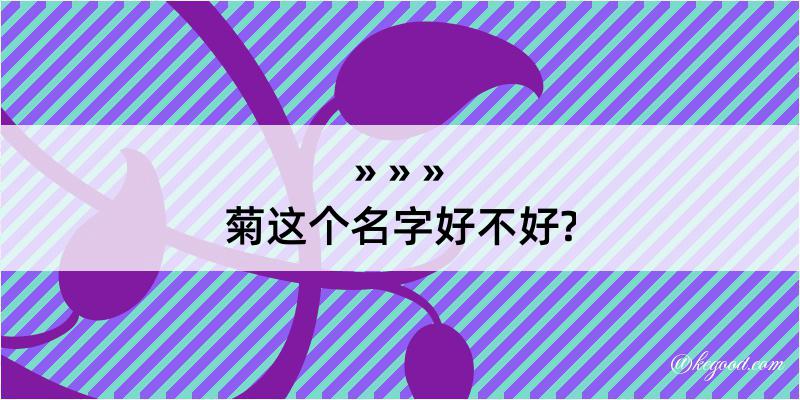 菊这个名字好不好?