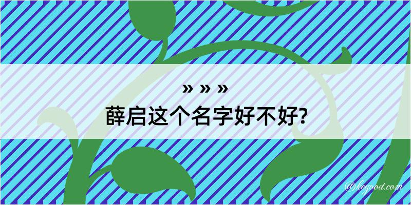 薛启这个名字好不好?