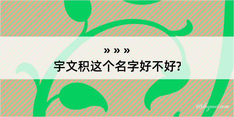 宇文积这个名字好不好?