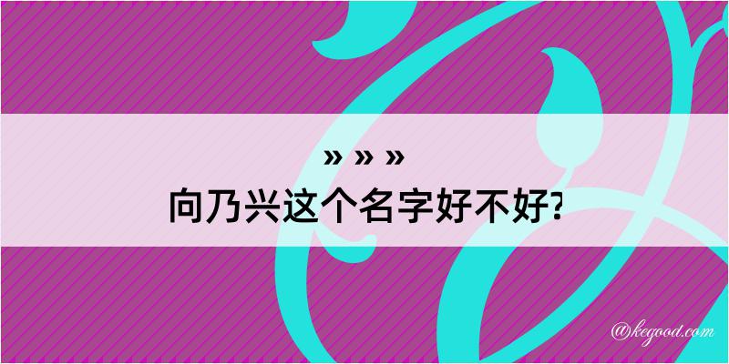 向乃兴这个名字好不好?