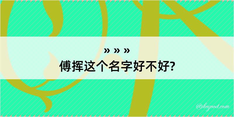 傅挥这个名字好不好?