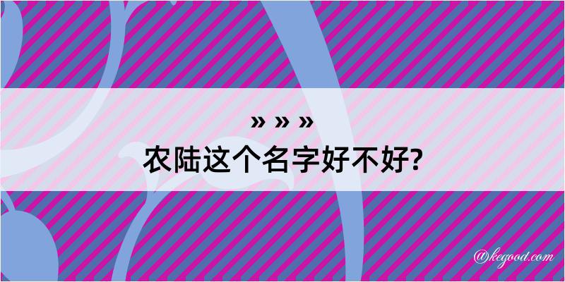 农陆这个名字好不好?