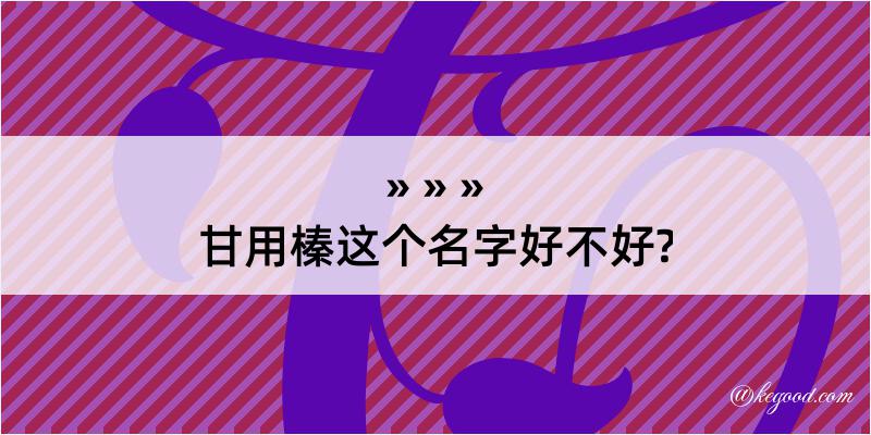 甘用榛这个名字好不好?