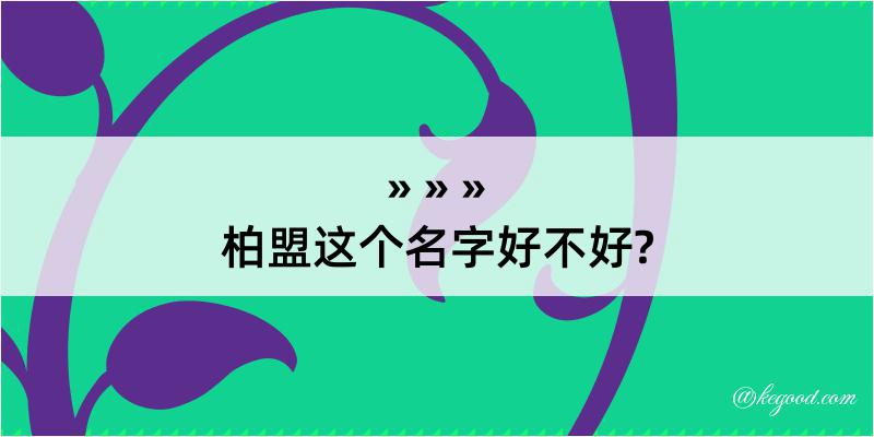 柏盟这个名字好不好?