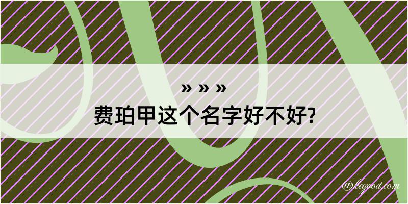 费珀甲这个名字好不好?