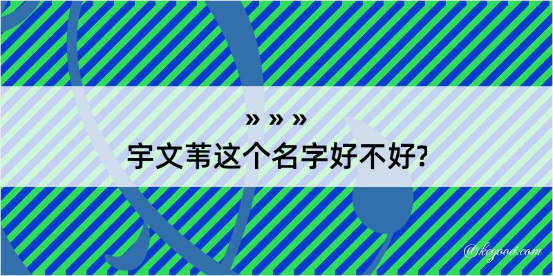 宇文苇这个名字好不好?