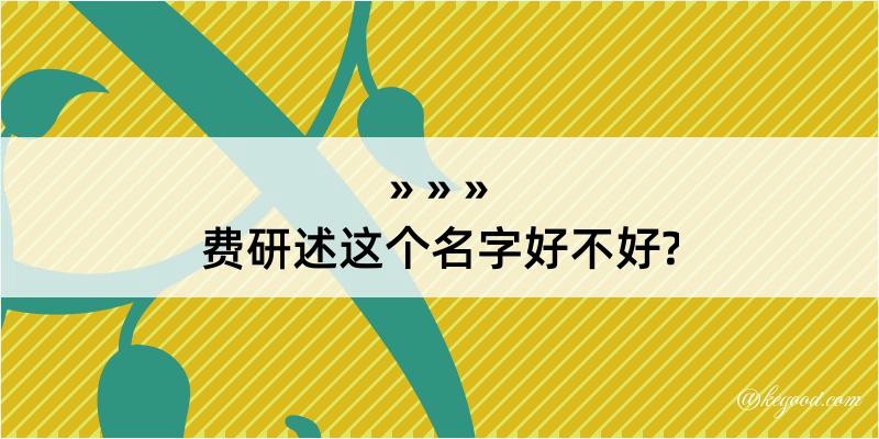 费研述这个名字好不好?