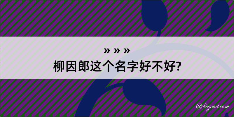 柳因郎这个名字好不好?