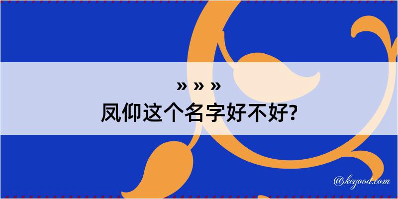 凤仰这个名字好不好?