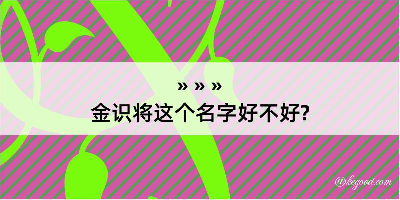 金识将这个名字好不好?