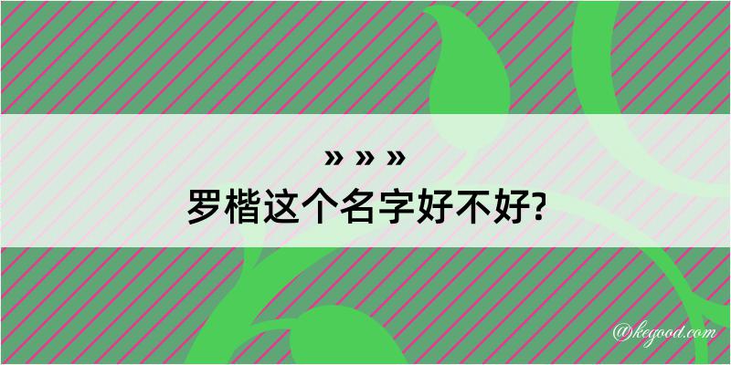 罗楷这个名字好不好?