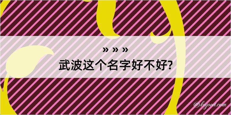 武波这个名字好不好?